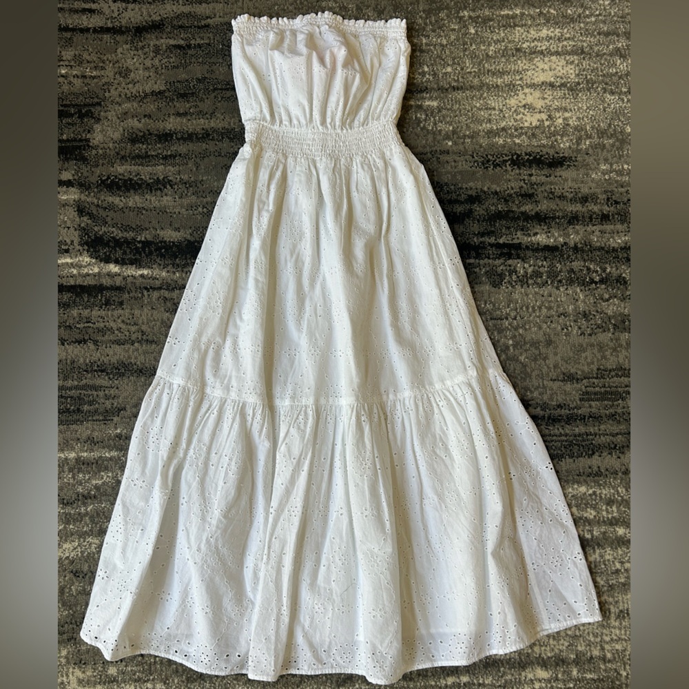 LILLY PULITZER Nikole Strapless Midi White Eyelet Dress